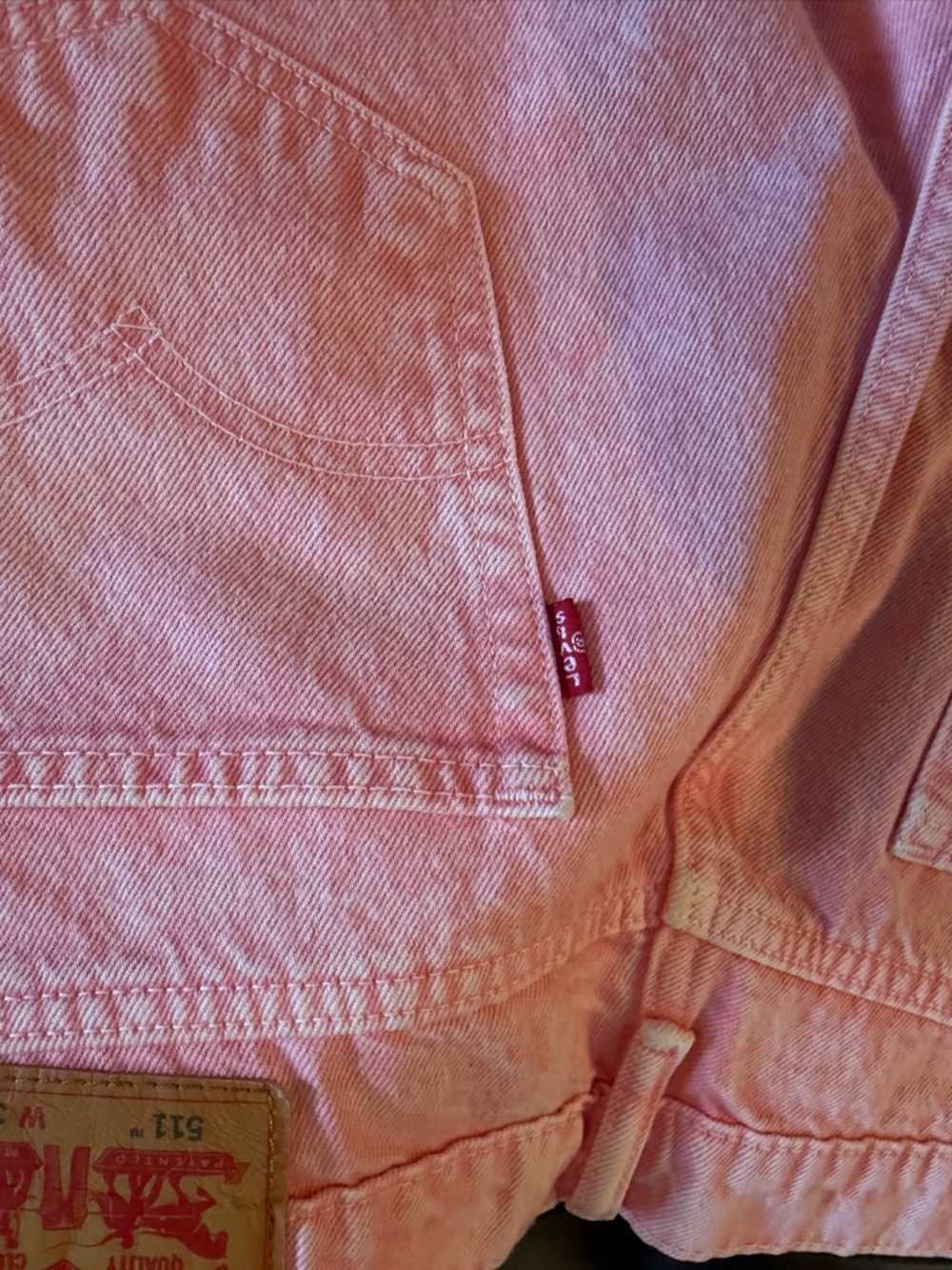 Levi’s coral pink long denim short - Picture 3 of 4